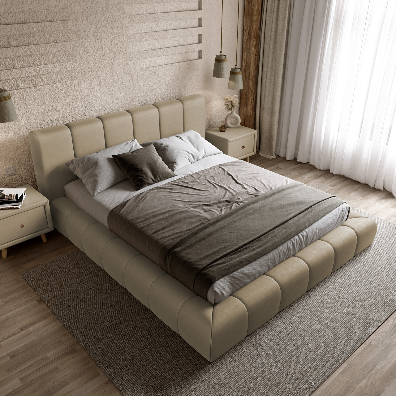 Ліжко двоспальне Podium з підйомним механізмом TM Viorina Deko