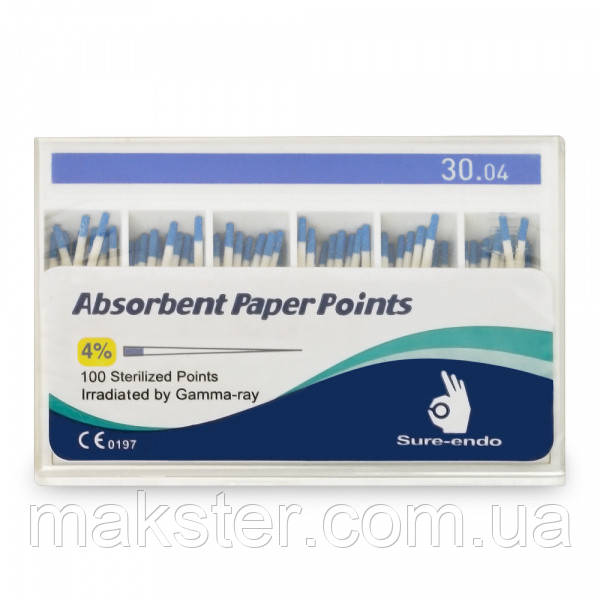 Штифты бумажные Sure-Endo 0.4 № 30, 100шт - фото 1 - id-p276466263