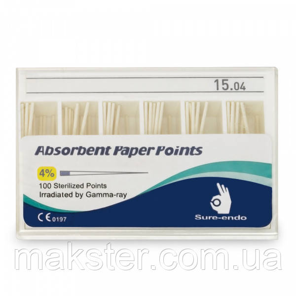 Штифты бумажные Sure-Endo 0.4 № 15, 100шт - фото 1 - id-p276472315