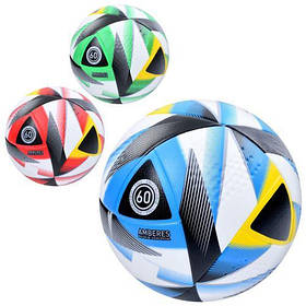 М'яч футбольний розмір 5, ПУ, 400*420г, ламінований, 3 коліри, пак. (12шт)