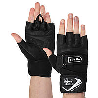Перчатки для кроссфита и воркаута кожаные HARD TOUCH BC-9526 размер S цвет черный sm