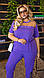 Жіночий літній костюм блуза з бриджами великих розмірів 48-50,52-54,56-58,60-62, фото 5