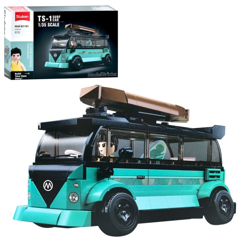 Конструктор SLUBAN M38-B1191 «Model Bricks»: Автомобіль для серфінгу, автобус 1:35, 276 деталей, фото 1