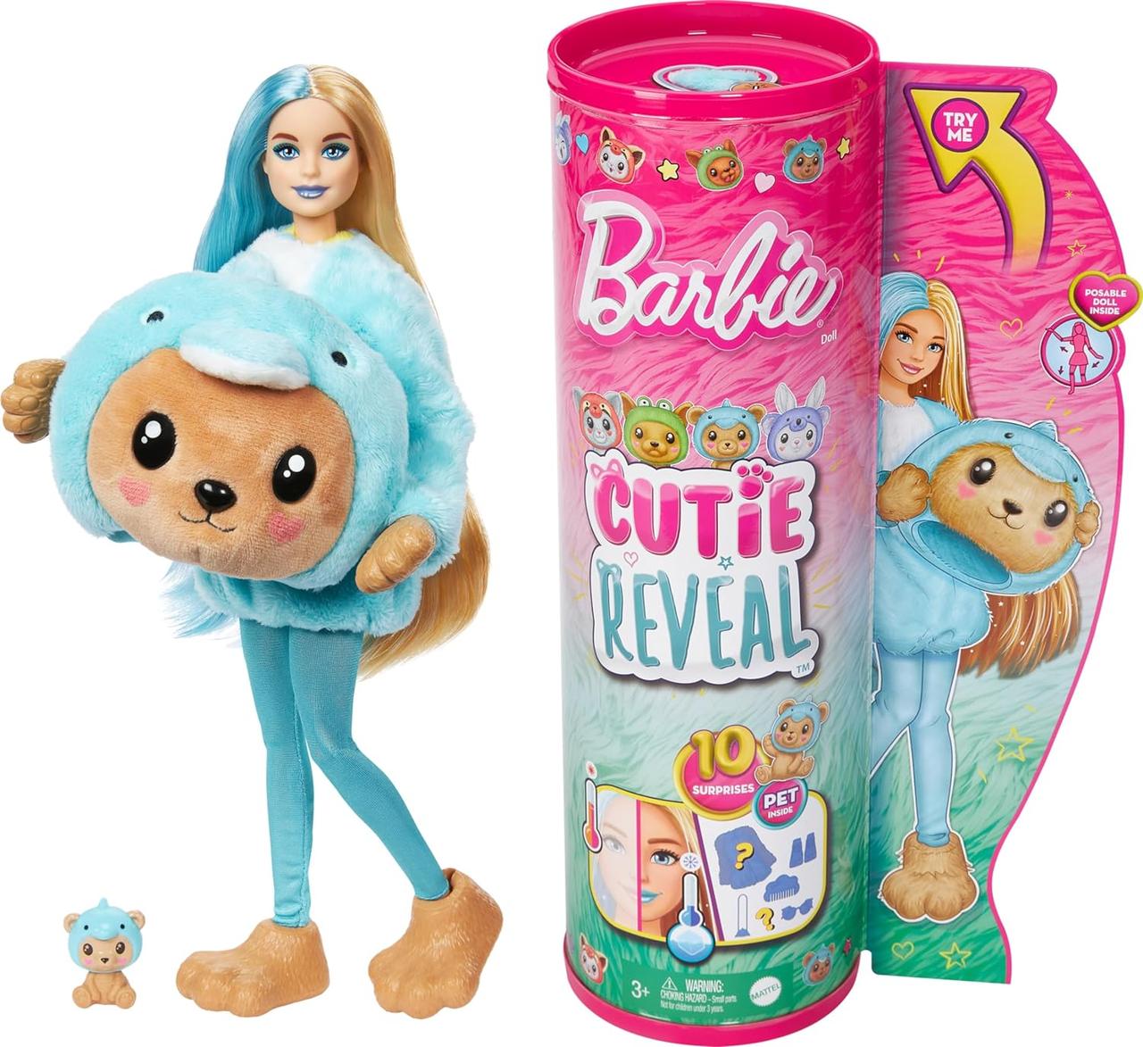 Лялька Барбі Barbie Cutie Reveal Чудове Комбо Ведмідь в костюмі Дельфіну, фото 1