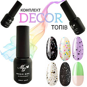 Набір з топовим покриттям ( фінішне покриття ) для гель лаку Magic Girl 6 шт різних