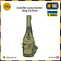 CamoTec сумка Gunner Sling 2.0 Olive, тактическая сумка через плече, армейская сумка олива, мужская сумка EXT