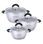 Набір каструль Kamille 6 предметів (1.8 л,2.5л, 3.5л) з нержавіючої сталі, фото 2