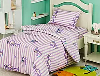 Хлопковая ткань 220см для постельного белья фиолетовая Бязь Gold Lux принт Розовая пантера и полоска, 50м