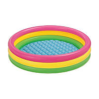 Детский надувной бассейн Intex 57412-3 Радужный 114 х 25 см с шариками 10 шт тентом подстилкой насосом