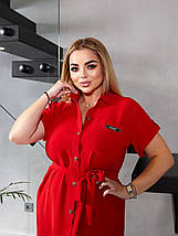 Літнє плаття рівного крою з тонкої тканини жатка великі розміри, фото 3