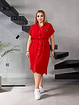 Літнє плаття рівного крою з тонкої тканини жатка великі розміри, фото 2