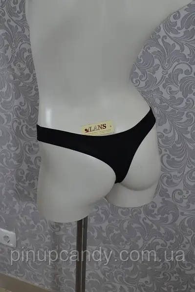 Трусики стрінги з бавовни (набір 2 шт) Lans низька посадка чорні (розміри: XS-L), фото 1