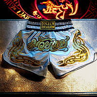 Шорти для тайського боксу професійні боксерські GDragon Sport для кікбоксингу Сіро-білі