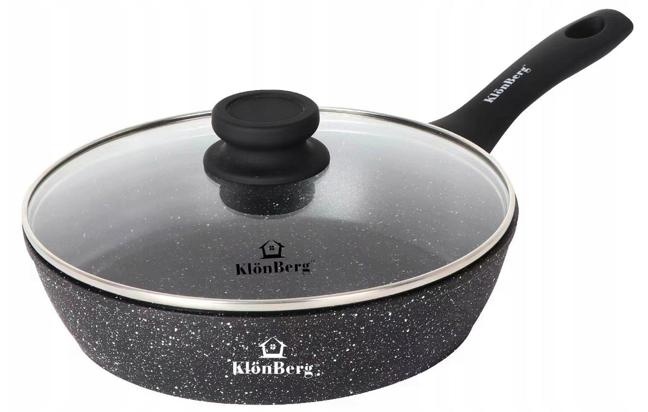 Традиційна сковорода Klongerg KB-8614 з мармуровим покриттям із кришкою 24 см