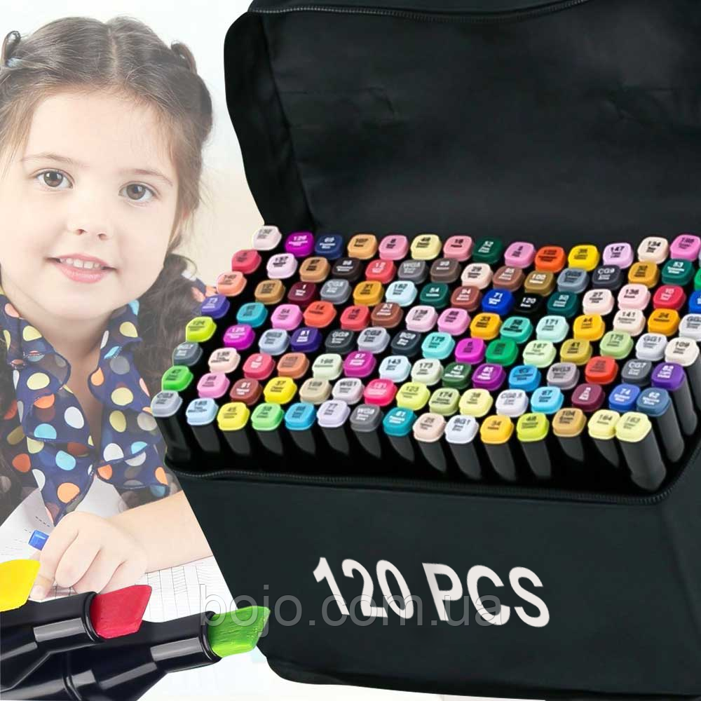 Набір двосторонніх маркерів для малювання, скетчінга в чохлі Touch 120 шт спиртові фломастери