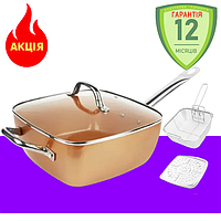 Сковородка-фритюрниця квадратная с крышкой TOP KITCHEN BN-8001, универсальная сковорода антипригарное покрытие