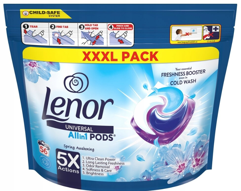 Капсули для прання універсал Lenor 4 в1 Водяна Лилія 56 капс, фото 1