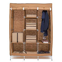 Мобильный шкаф для одежды из ткани с полками и 3 отделениями, Универсальный шкаф для одежды и обуви 175см