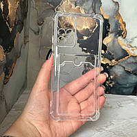 Чехол прозрачный с карманом для Xiaomi Poco M4 Pro 4G накладка прозрачная с карманом для карт на поко м4 про