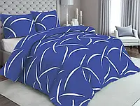Хлопковая ткань 220см для постельного белья Бязь Gold Lux синяя с абстрактным принтом в рулоне 50м, Пакистан