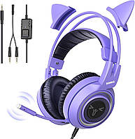 Комп'ютерні ігрові навушники з мікрофоном SOMIC G951S, фіолетові muk-107