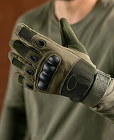 Чоловічі рукавички тактичні повнопалі армійські із захистом чорні ОЛИВА