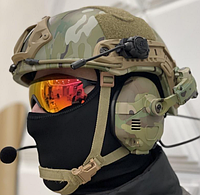 Тактические активные наушники HD-17 с креплением на шлем + кейс Мультикам, олива