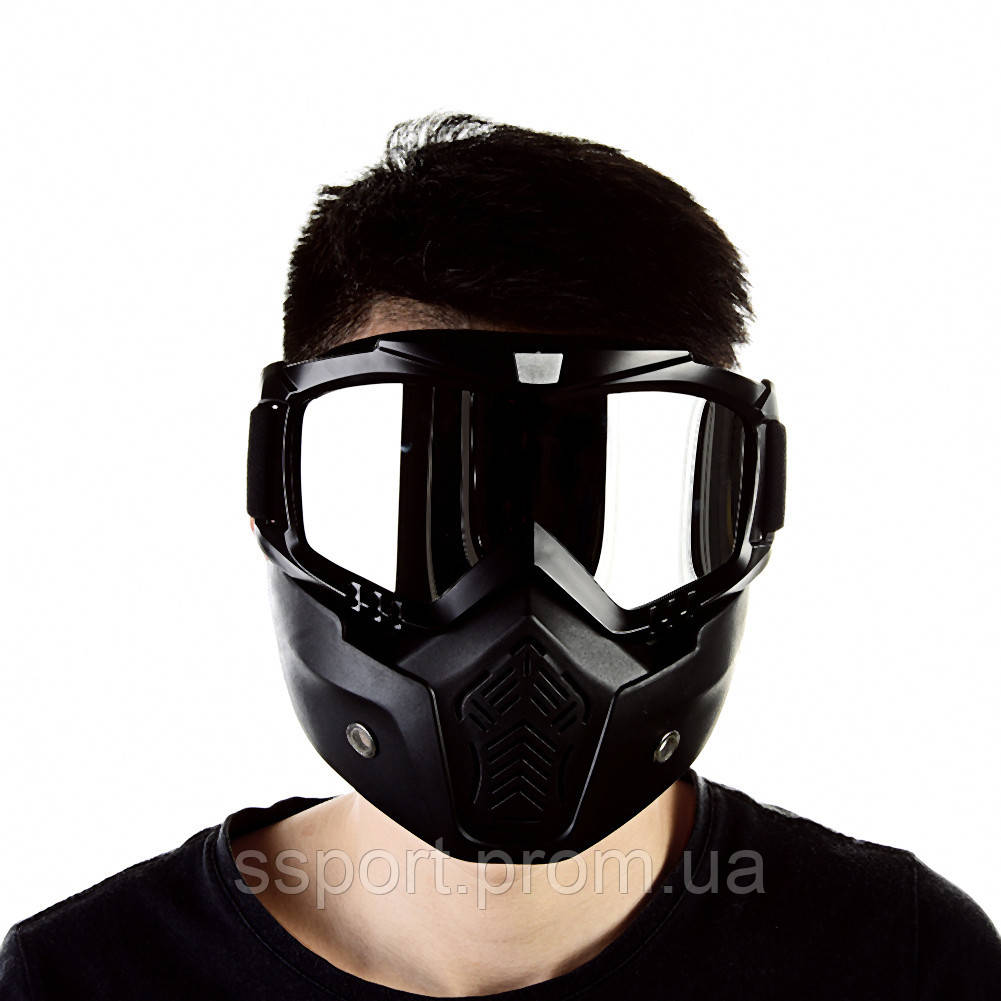 Мотоциклетна маска окуляри RESTEQ, лижна маска, маска для моноколеса, велосипеда або квадроцикла (срібляста)
