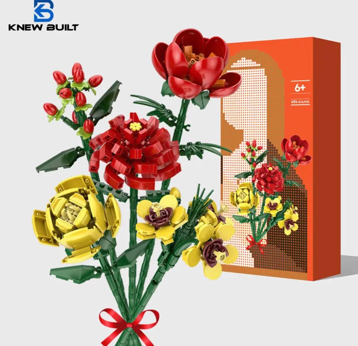 Конструктор квітковий з пластика для дітей 6+ збиральний, конструктор квіти на 494 деталей з дрібних деталей