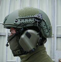 Навушники військові Активні під каску EARMOR M32Н для стрільби хаке