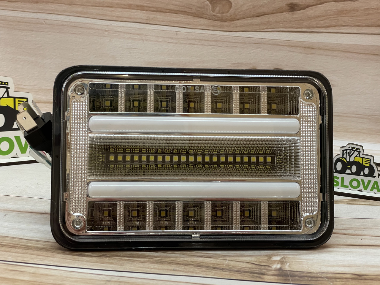 Світлодіодна LED фара ближній+дальній і ДХО 75Вт 35ламп прямокутна (на 3 режими), фото 1