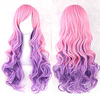Длинный парик RESTEQ -70 см, розово-фиолетовый, волнистые волосы с косой челкой, косплей, аниме