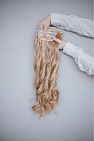 Волнистые накладные волосы на заколках пепельный блонд