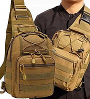 Сумка слінг тактична на плече, Однолямочный рюкзак COYOTEsp-193