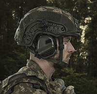 Тактические активные наушники EARMOR M31H OLIVE с креплением на каску шлем FAST