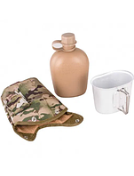 Фляга з кухлем для їжі для військових 1Л, военная фляга для воды