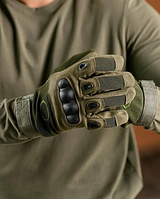 Полнопалые тактические перчатки военные зсу с усиленной ладонью Хаки