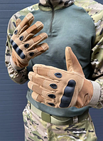 Мужские перчатки тактические полнопалые зсу с усиленной ладонью Койот