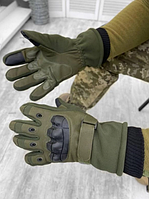Тактические зимние перчатки для ЗСУ, Армейские зимние перчатки на флисе сенсорные с пальцами