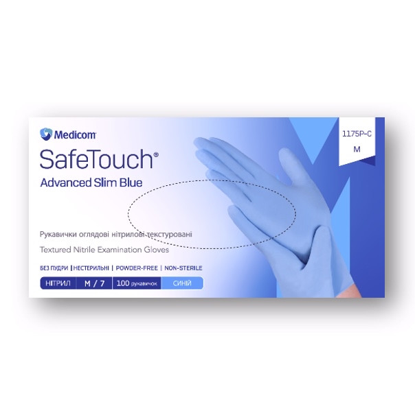 Рукавички нітрилові неопудрені SafeTouch Medicom Vitals 3 г 100 шт.