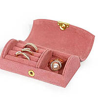 Міні-скринька для ювелірних виробів оксамитова. Рожевий колір.
