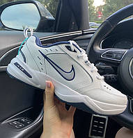 Мужские кроссовки Nike Air Monarch IV весна-осень белые с синим. Живое фото. Топ