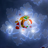 LED гирлянда бахрома "Фигурки 3D снеговика и снежинки" Холодный Белый 3.2 м, светодиодная гирлянда (ЮА)