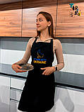 Чорний фартух з габардину залишайся з Україною з друком, фото 4