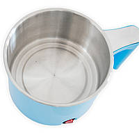 Маленькая кастрюля электрическая "Cooking Pot YS-402" 600W, Голубая дорожная электрокастрюля на 1.5 л (ЮА)