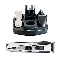 Бритва для бороды аккумуляторная 10в1 "Geemy GM-592" Черный/серебро, триммер машинка для стрижки волос (ЮА)