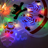 Cветодиодная гирлянда бахрома "Фигурки 3D снеговика и снежинки" Мультицветная 3.2 м, новогодняя гирлянда (ЮА)