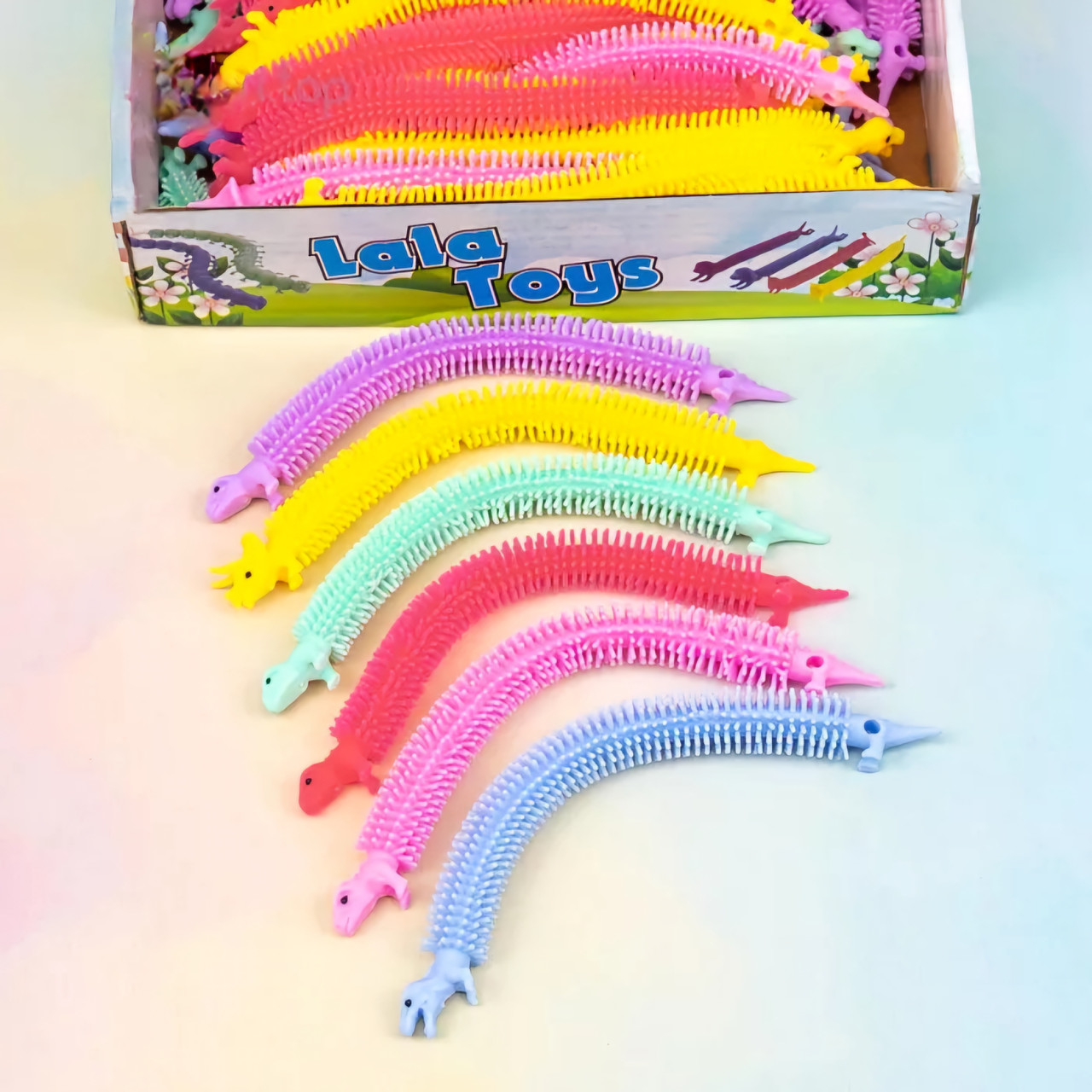 Дитячі тактильні браслети антистрес Динозаврики, 20 см 12 шт