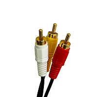 Кабель мультимедийный 3RCA to 3RCA 1.25м кабель тюльпан-тюльпан для приставки/ТВ, AV кабель тюльпан (ЮА)