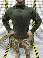 Тактическая флисовая кофта зсу хаки, армейская флиска ШТУРМОВИК, флисовая кофта олива на молниях qa222